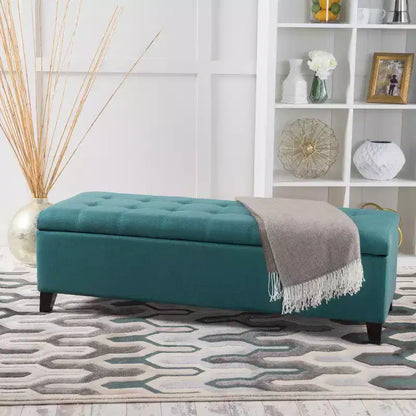Christopher Knight Home Pouf de rangement capitonné Wendover en pin avec pieds en bouleau