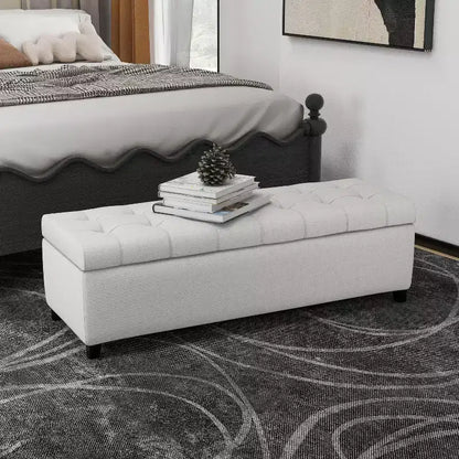 Christopher Knight Home Pouf de rangement capitonné Wendover en pin avec pieds en bouleau