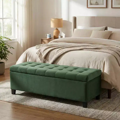 Christopher Knight Home Pouf de rangement capitonné Wendover en pin avec pieds en bouleau