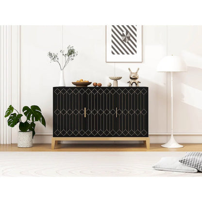 Armoire de rangement à 3 portes, buffet avec étagère réglable