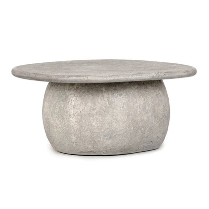 Table basse ronde d'extérieur en béton Classic Home Britney de 42 pouces - 42Lx42Px18H