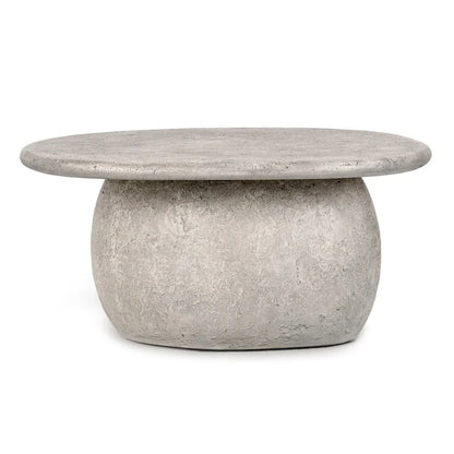 Table basse ronde d'extérieur en béton Classic Home Britney de 42 pouces - 42Lx42Px18H