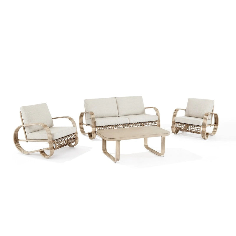 Ensemble de canapés de club de jardin 4 pièces en aluminium avec coussins