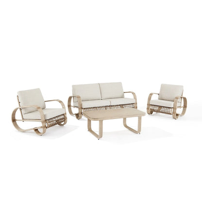 Ensemble de canapés de club de jardin 4 pièces en aluminium avec coussins