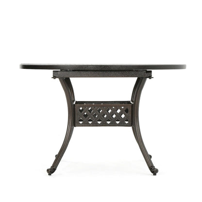 Table de salle à manger extensible en aluminium pour l'extérieur, 4 à 6 personnes, finition bronze martelé pour salle à manger, cuisine