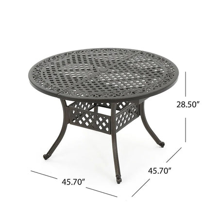 Table de salle à manger extensible en aluminium pour l'extérieur, 4 à 6 personnes, finition bronze martelé pour salle à manger, cuisine
