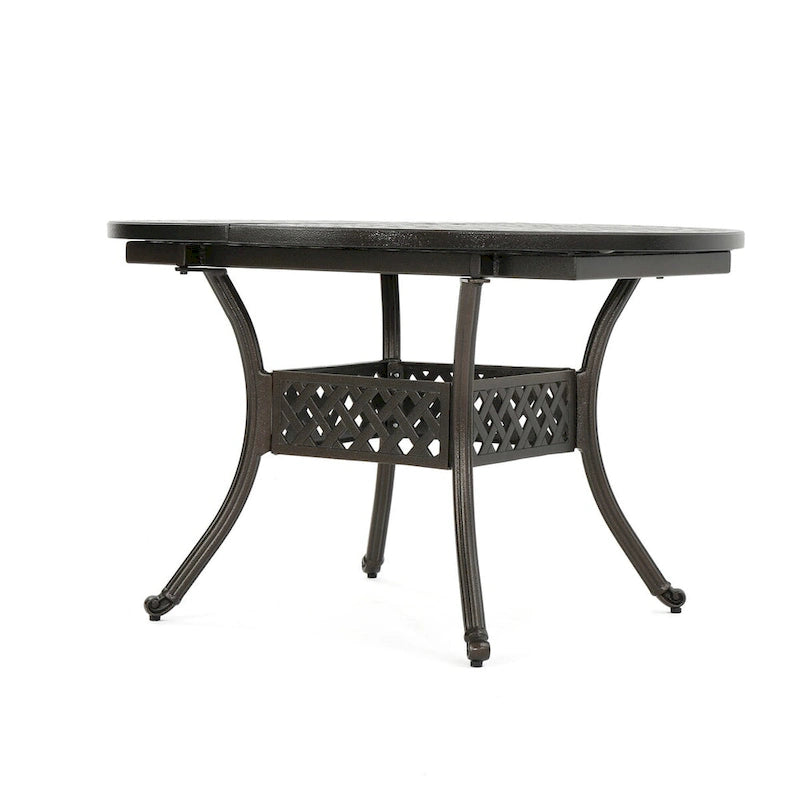 Table de salle à manger extensible en aluminium pour l'extérieur, 4 à 6 personnes, finition bronze martelé pour salle à manger, cuisine