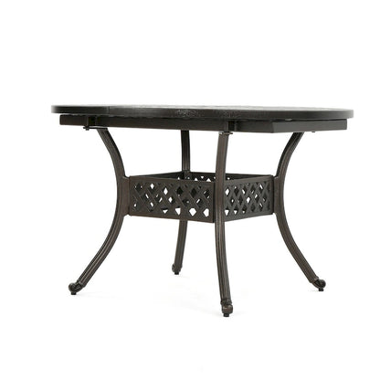 Table de salle à manger extensible en aluminium pour l'extérieur, 4 à 6 personnes, finition bronze martelé pour salle à manger, cuisine