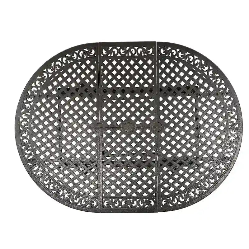 Table de salle à manger extensible en aluminium pour l'extérieur, 4 à 6 personnes, finition bronze martelé pour salle à manger, cuisine