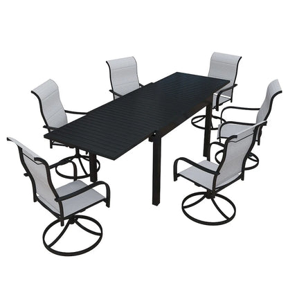 Ensemble de salle à manger de patio 7 pièces à cadre métallique, table à manger extensible en aluminium - N/A