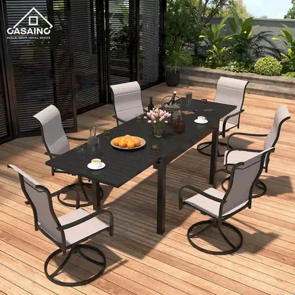 Ensemble de salle à manger de patio 7 pièces à cadre métallique, table à manger extensible en aluminium - N/A