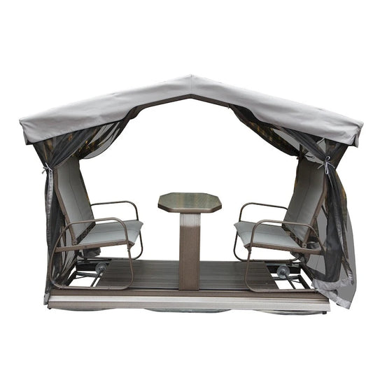 4-Seat Outdoor Glider Benches with Canopy, Aluminum Frame