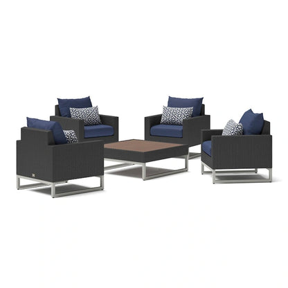 Ensemble de conversation Milo Espresso 5 pièces avec fauteuils de club de patio extérieurs Sunbrella