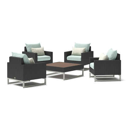 Ensemble de conversation Milo Espresso 5 pièces avec fauteuils de club de patio extérieurs Sunbrella