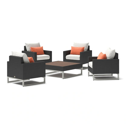 Ensemble de conversation Milo Espresso 5 pièces avec fauteuils de club de patio extérieurs Sunbrella