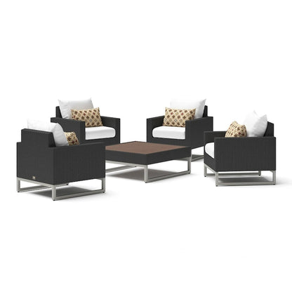 Ensemble de conversation Milo Espresso 5 pièces avec fauteuils de club de patio extérieurs Sunbrella