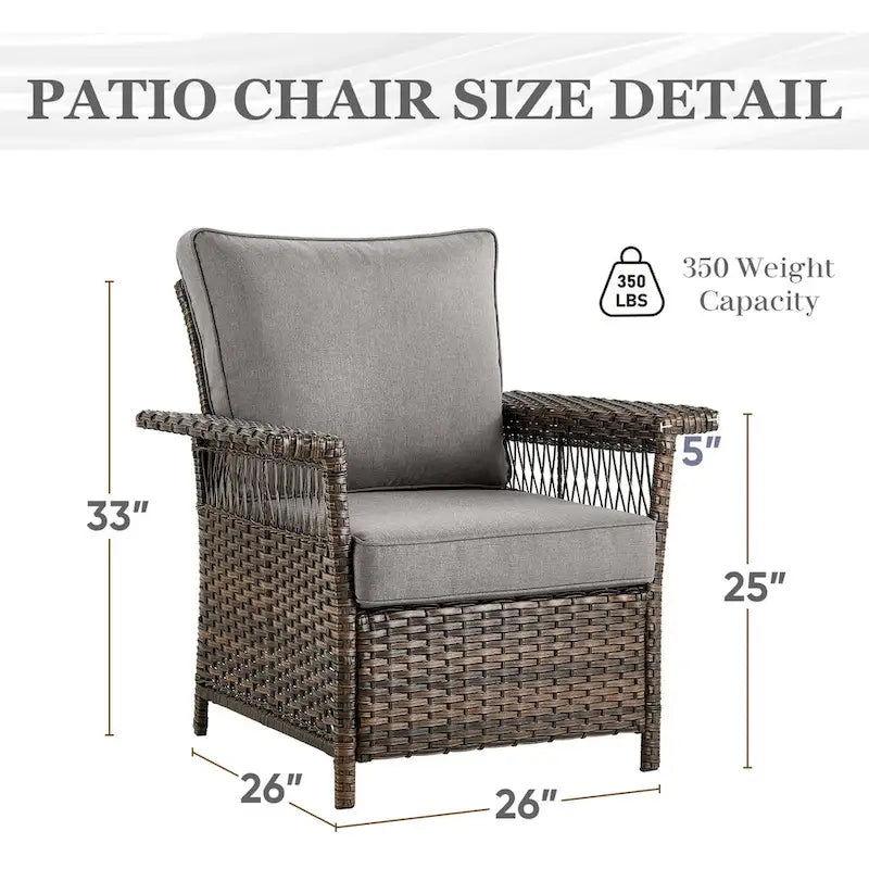 Canapé à dossier haut et 2 fauteuils, 2 poufs, table basse - Marron