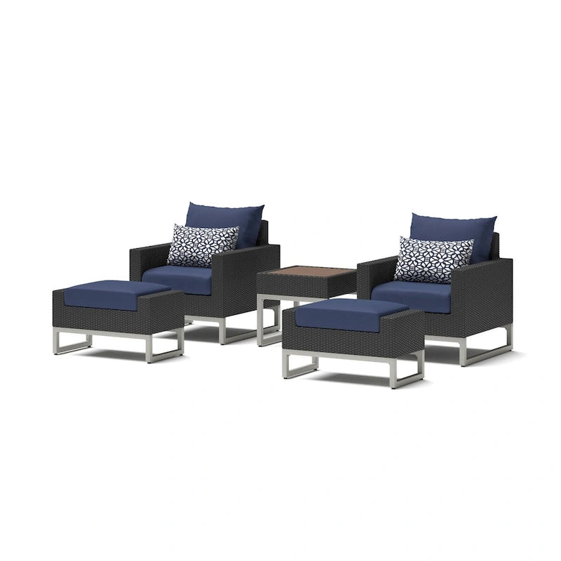 Ensemble de 5 fauteuils de jardin Milo Espresso Sunbrella