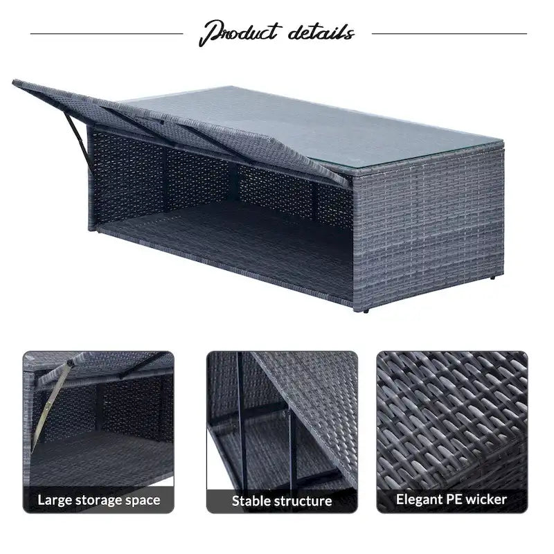 Ensemble de canapés de conversation d'extérieur sectionnels en rotin PE tressé résistant aux intempéries, 6 pièces, avec table basse et coussins