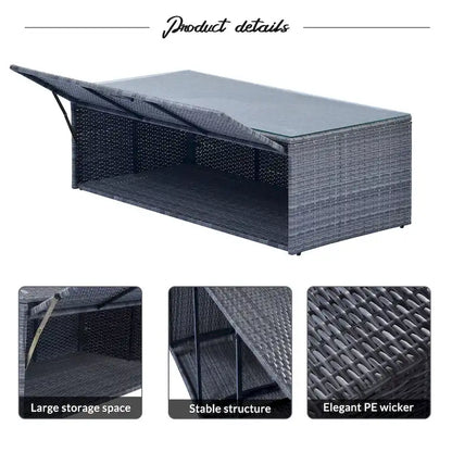 Ensemble de canapés de conversation d'extérieur sectionnels en rotin PE tressé résistant aux intempéries, 6 pièces, avec table basse et coussins