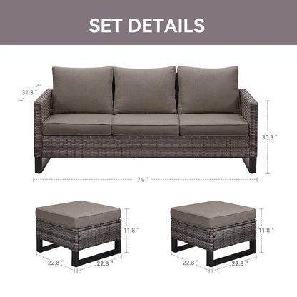 Ensemble de chaises de canapé sectionnel d'extérieur 6 places