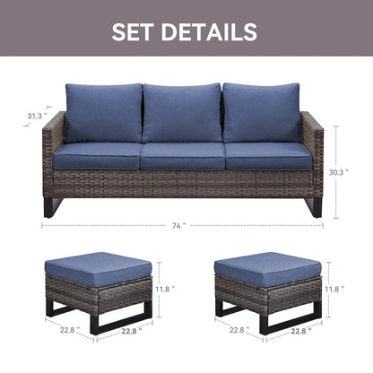 Ensemble de chaises de canapé sectionnel d'extérieur 6 places