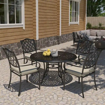 Ensemble de salle à manger d'extérieur 5 pièces en aluminium moulé avec table et chaises
