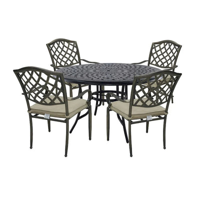 Ensemble de salle à manger d'extérieur 5 pièces en aluminium moulé avec table et chaises