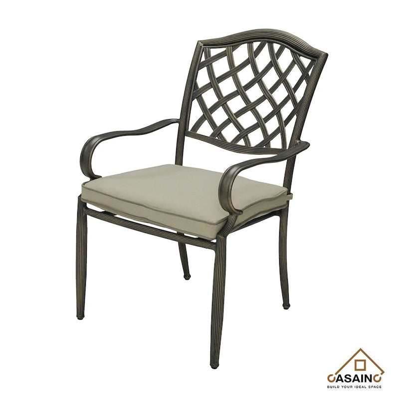 Ensemble de salle à manger d'extérieur 5 pièces en aluminium moulé avec table et chaises