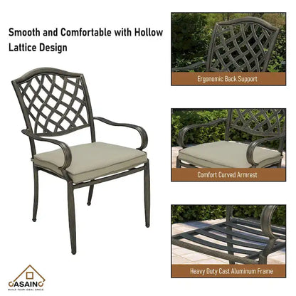 Ensemble de salle à manger d'extérieur 5 pièces en aluminium moulé avec table et chaises