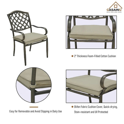 Ensemble de salle à manger d'extérieur 5 pièces en aluminium moulé avec table et chaises