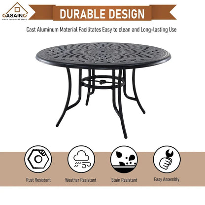Ensemble de salle à manger d'extérieur 5 pièces en aluminium moulé avec table et chaises