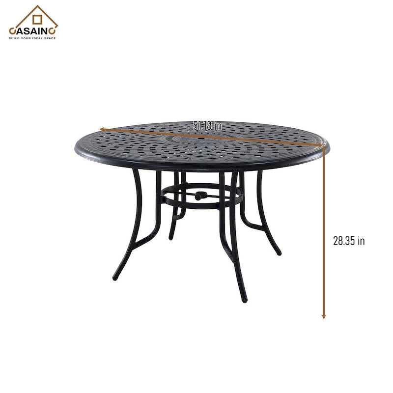Ensemble de salle à manger d'extérieur 5 pièces en aluminium moulé avec table et chaises