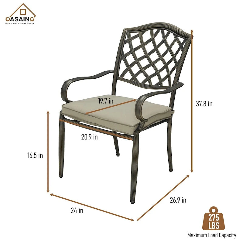 Ensemble de salle à manger d'extérieur 5 pièces en aluminium moulé avec table et chaises