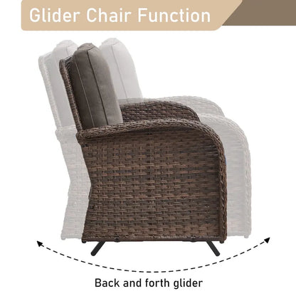 Canapé-balancelle de patio et fauteuil pivotant avec repose-pieds - Marron