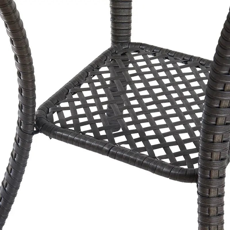 Ensemble Fauteuil et Ottoman d'Extérieur avec Table Basse - Marron