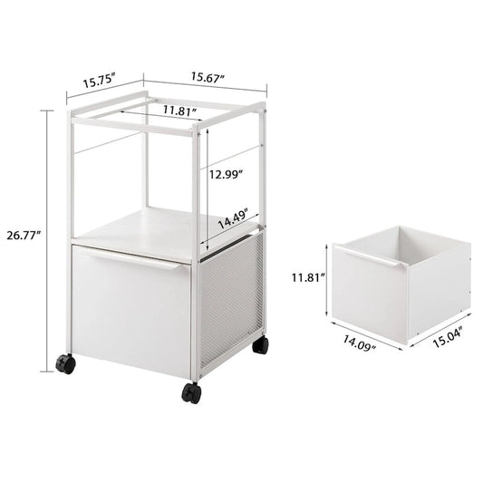 Mobile Vertical File Cabinet with Filing Holders, Printer Stand with Open Storage Shelf, fits A4 or Letter Size for Home Office