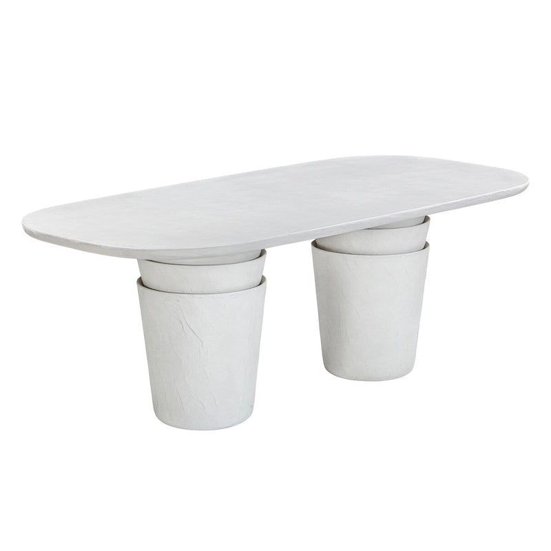 Table de salle à manger ovale 83 en béton Margot gris clair effet faux plâtre pour intérieur/extérieur