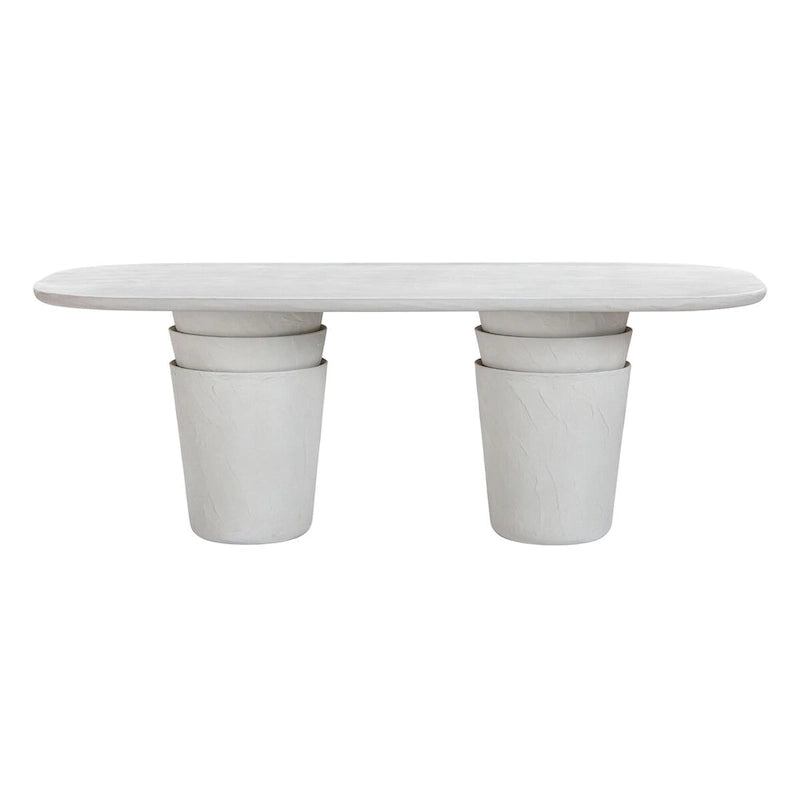 Table de salle à manger ovale 83 en béton Margot gris clair effet faux plâtre pour intérieur/extérieur