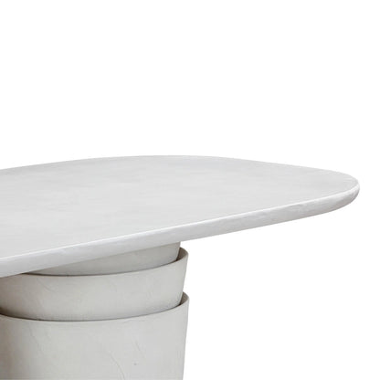 Table de salle à manger ovale 83 en béton Margot gris clair effet faux plâtre pour intérieur/extérieur