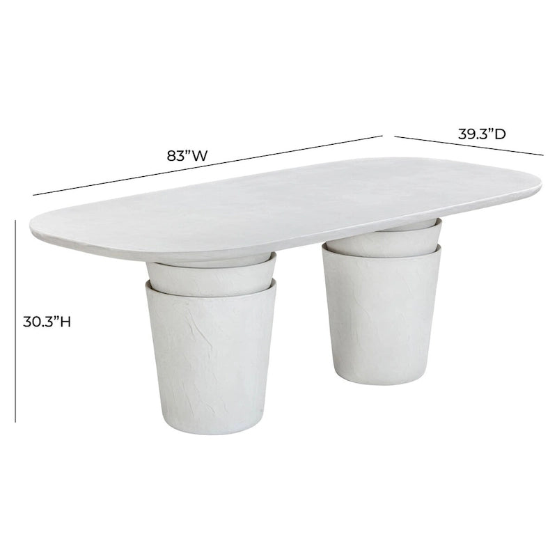 Table de salle à manger ovale 83 en béton Margot gris clair effet faux plâtre pour intérieur/extérieur