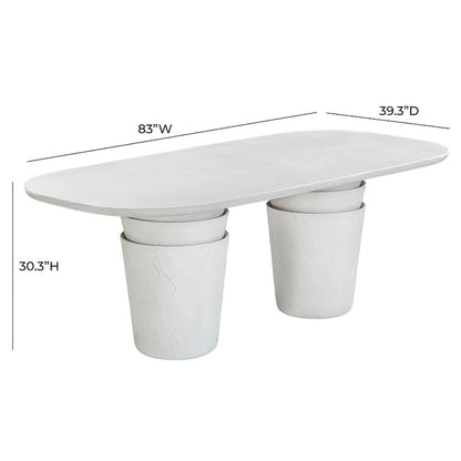 Table de salle à manger ovale 83 en béton Margot gris clair effet faux plâtre pour intérieur/extérieur