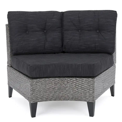 Navagio Outdoor Wicker Curved Single Sofa Chair (Set of 2) with Cushions by Christopher Knight Home