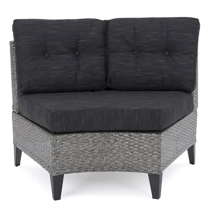 Fauteuil individuel courbé en osier d'extérieur Navagio (lot de 2) avec coussins de Christopher Knight Home