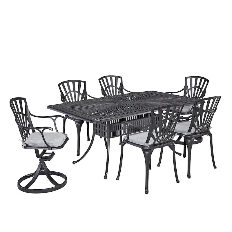 Ensemble de salle à manger d'extérieur 7 pièces Grenada Charcoal en aluminium - 72 x 29 x 42