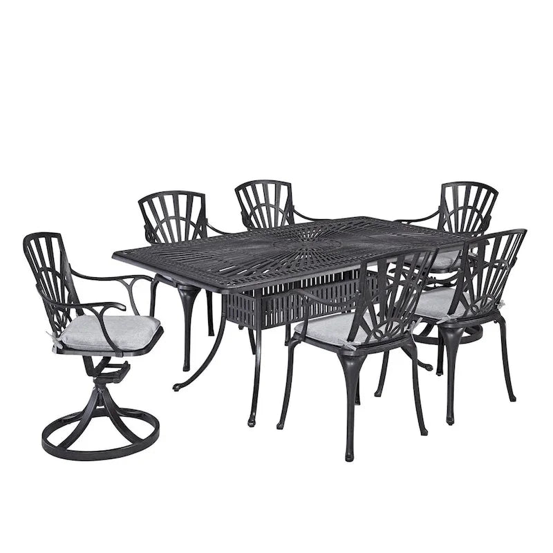 Grenada Charcoal Aluminum 7 Piece Outdoor Dining Set - 72 x 29 x 42