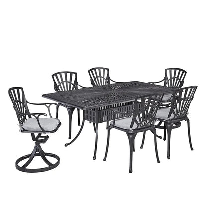 Grenada Charcoal Aluminum 7 Piece Outdoor Dining Set - 72 x 29 x 42