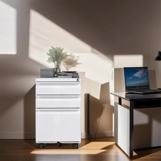 Mobile File Cabinet w/Lock,Metal Filing Cabinets for Office Organizer