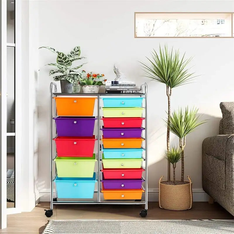 Chariot de rangement à 15 tiroirs - 14.5P x 25L x 34.5H