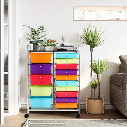Chariot de rangement à 15 tiroirs - 14.5P x 25L x 34.5H